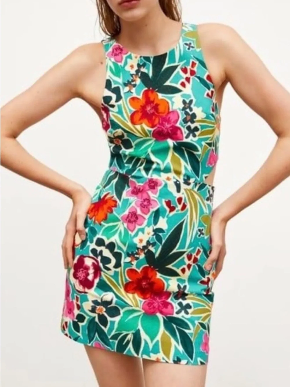 ZARA Bright Floral Vacation Romper/Dress - Picture 4 of 6